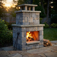 Bluestone Compact Outdoor Fireplace — Studio Shot