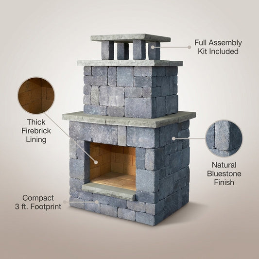 Bluestone Compact Outdoor Fireplace — Lifestyle